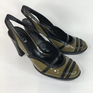 Tod's Green Patent Leather Chunky Heels Pumps Size 38